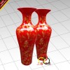 中国红缠芝莲大花瓶