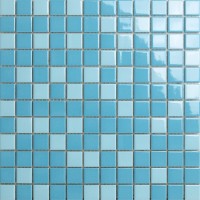 供应 25规格陶瓷马赛克 天蓝色游泳池马赛克瓷砖