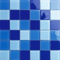 佛山卡希曼马赛克 供应48规格 泳池马赛克 蓝色玻璃马赛克
