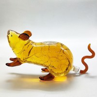 动物造型老鼠玻璃酒瓶十二生肖手工艺金钱鼠空酒瓶