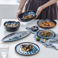 创意日式餐具陶瓷碗碟盘套装家用碗具盘子组合礼品沙拉泡面碗烤盘